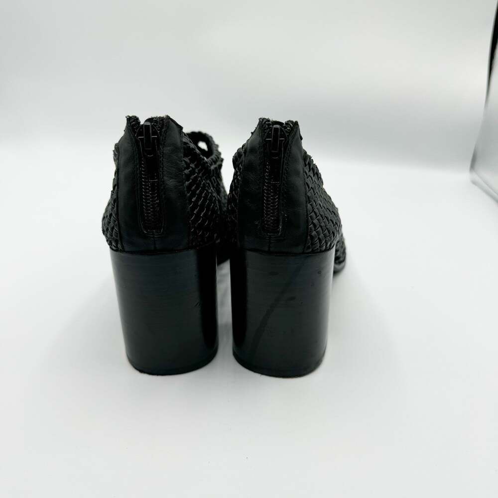 Jeffrey Campbell Gallup Black Woven Mesh Leather Heeled Booties Size 9 - Picture 2 of 7
